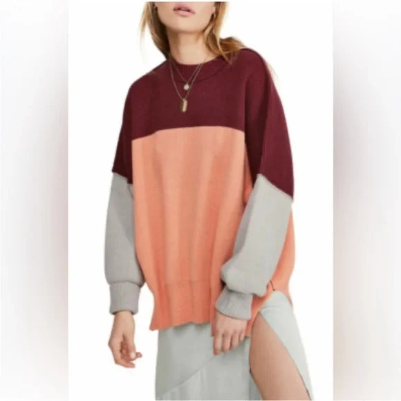 Free People Easy Street Colorblock Sweater Sz S - Picture 7 of 13